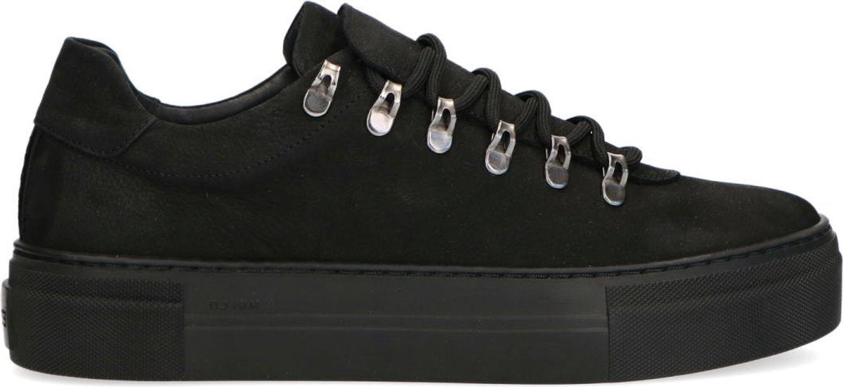 Manfield - Heren - Zwarte nubuck sneakers - Maat 43