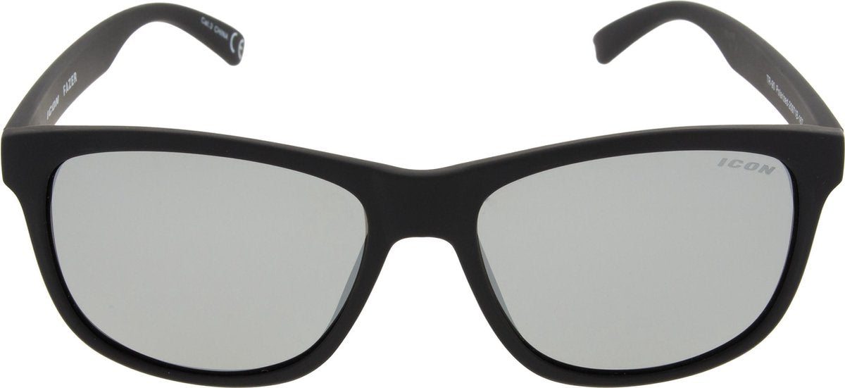 ICON Sport Zonnebril FAZER - Mat zwart montuur - Grijs spiegelende glazen - GEPOLARISEERD