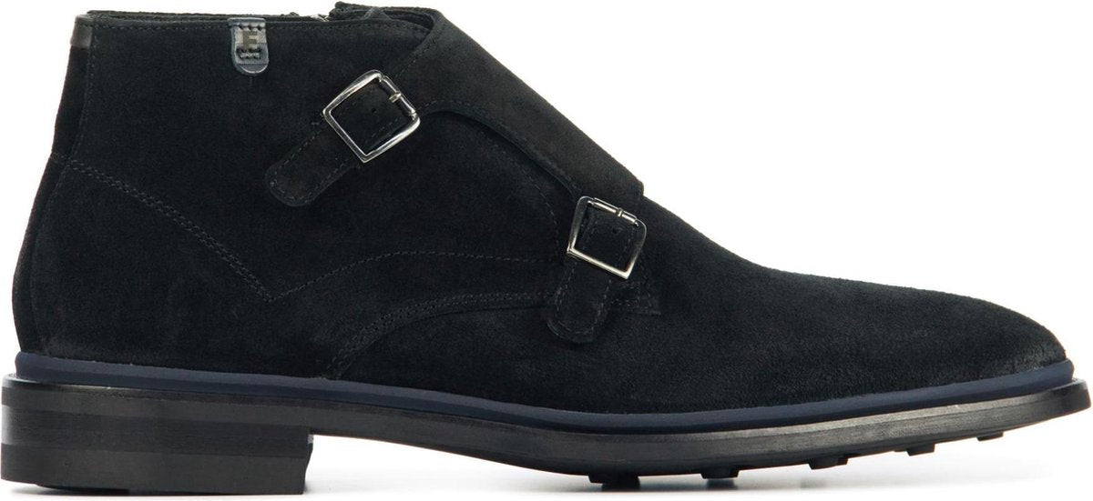 Floris van Bommel Mannen Suède Gespschoenen / Herenschoenen / Instapper 10672 - Zwart - Maat  42