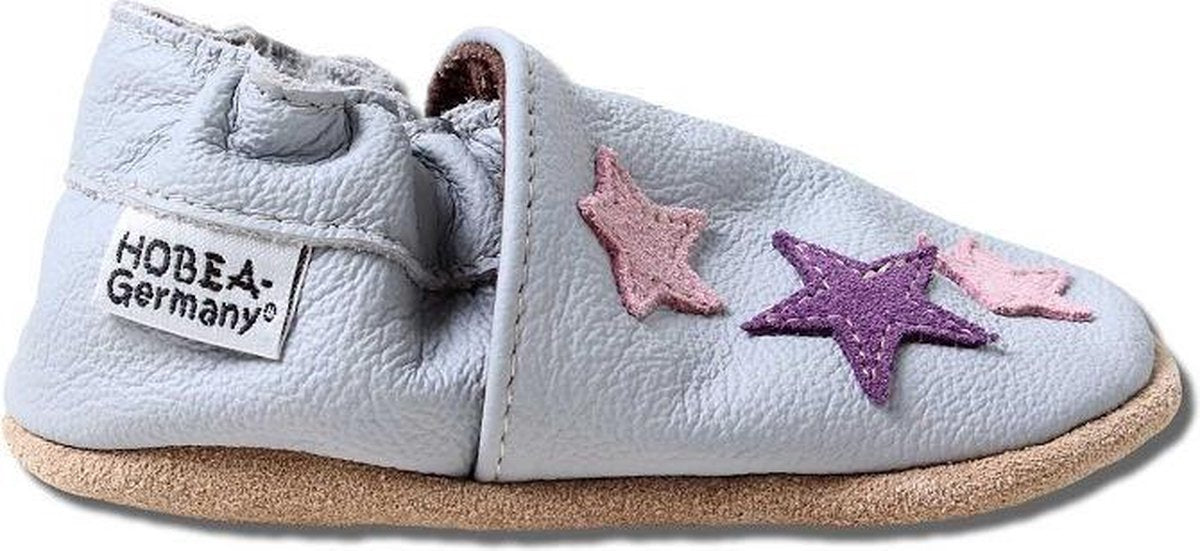 Hobea - babyslofjes - roze sterren - grijs