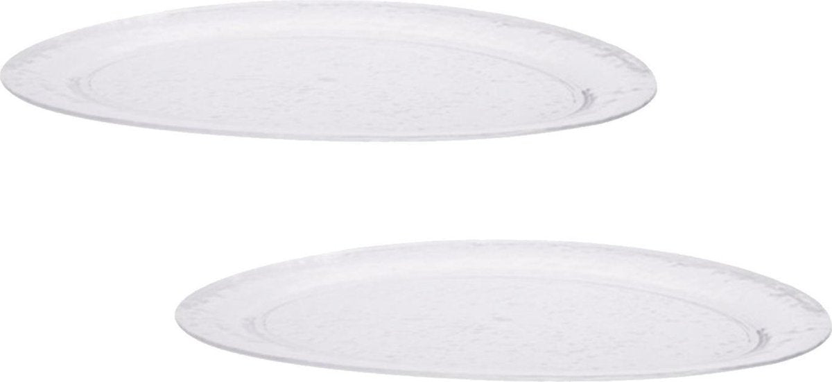 Set van 2x stuks serveer schaal/schalen ovaal 50 x 35 cm - Van wit kunststof - Snacks en hapjes serveren