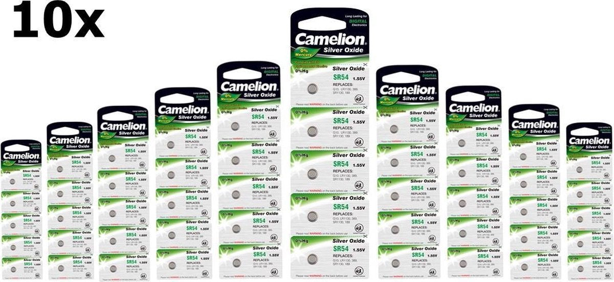 50 Stuks (10 Blisters a 5St) - Camelion Silver Oxide SR54W/389 1.55V knoopcel batterij