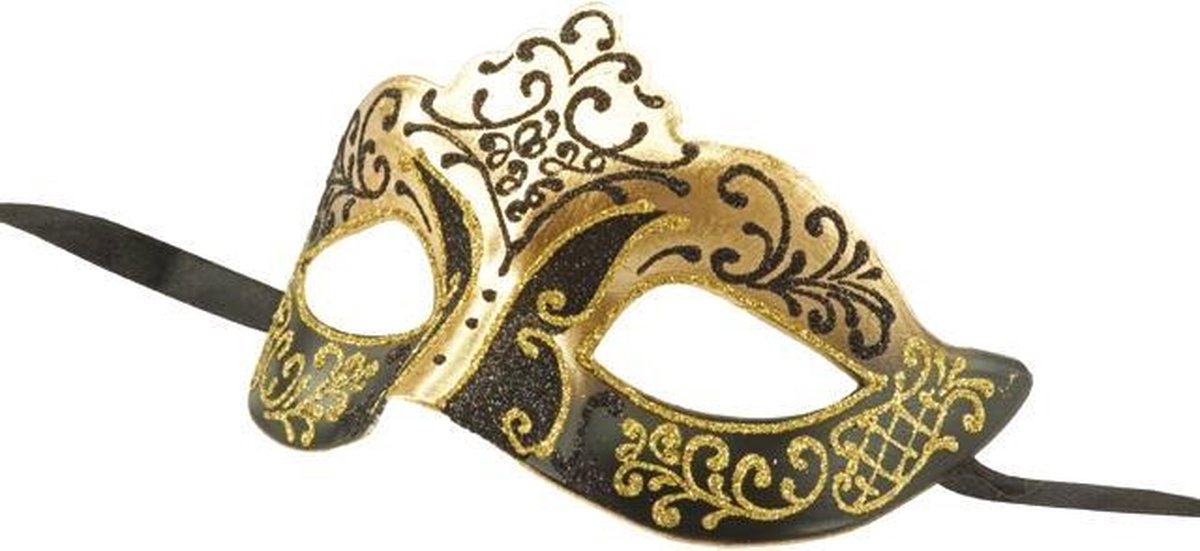 Venetiaans masker glitter zwart