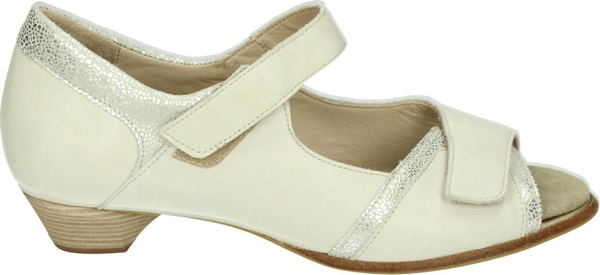 Verhulst 7355 - Volwassenen Sandalen met hakDames Sandalen - Kleur: Wit/beige - Maat: 41