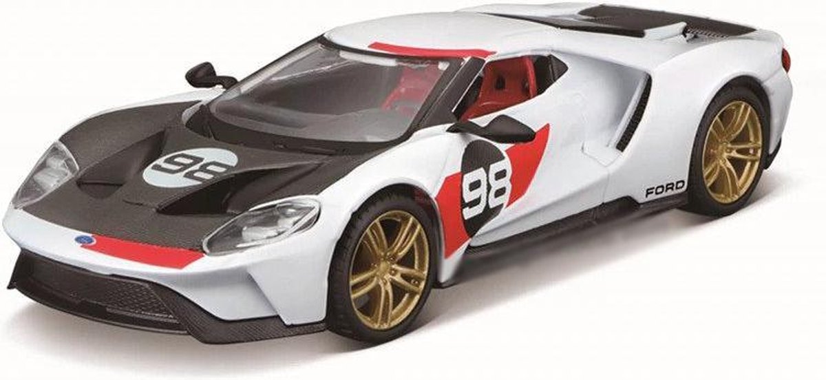 Ford GT #98 2021 Heritage Collection (Wit) (15cm) 1/32 Bburago - Modelauto - Schaalmodel - Model auto - Miniatuurautos - Miniatuur auto
