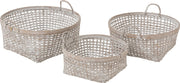 J-Line Set 3 Manden Gevlochten Bamboe White Wash