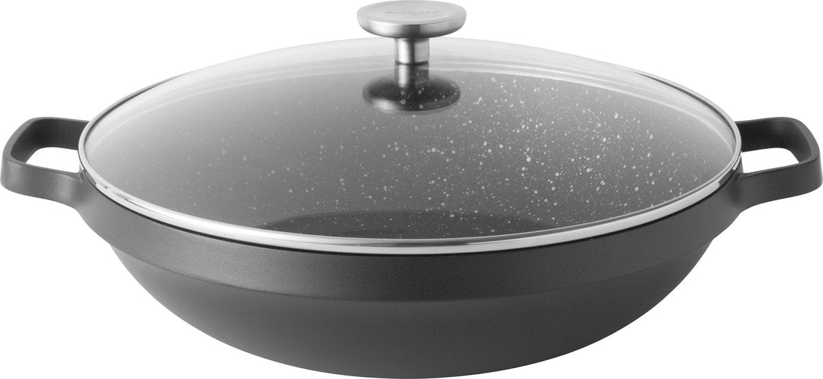 Wokpan 32 cm incl. deksel Aluminium - Zwart - BergHOFF | Gem