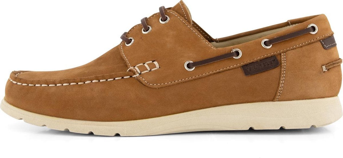 Travelin Seaport - Heren Instappers - Leren Moccasins met veter - Cognac - Maat 45