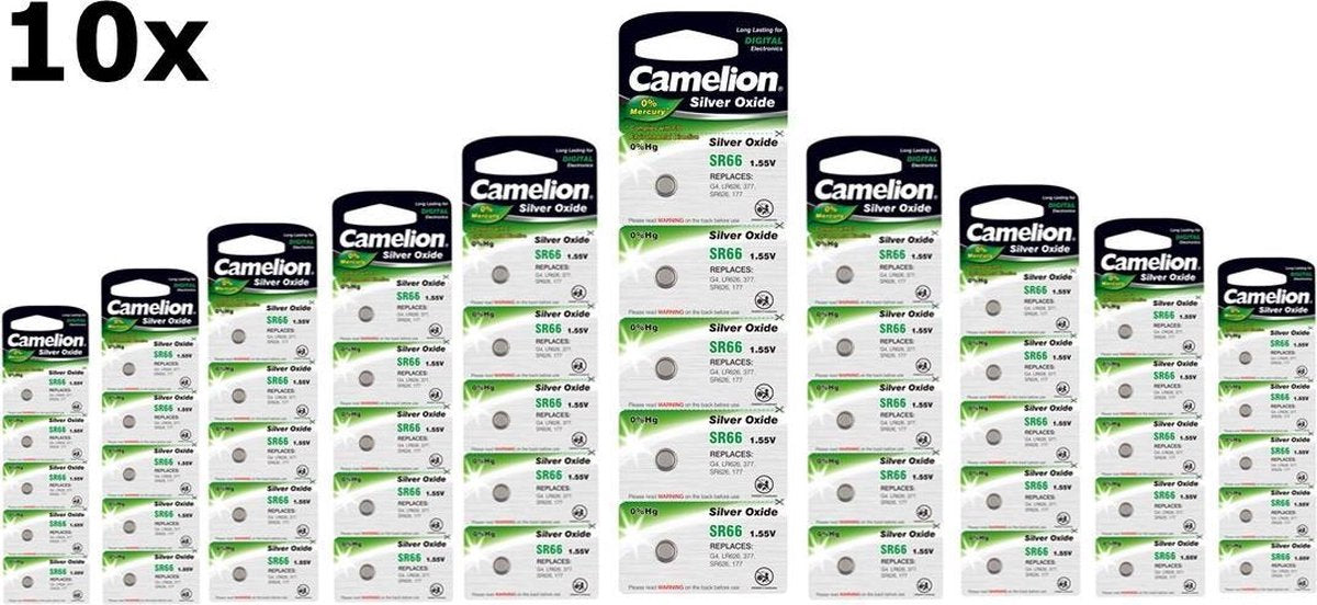 50 Stuks (10 Blisters a 5st) - Camelion Silver Oxide SR66W/377 1.55V knoopcel batterij