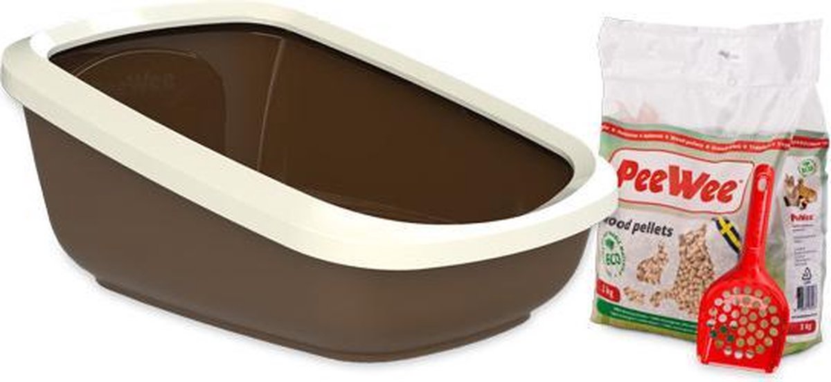 PeeWee EcoGranda XXL Kattenbak Startpakket Bruin/Ivoor - 66