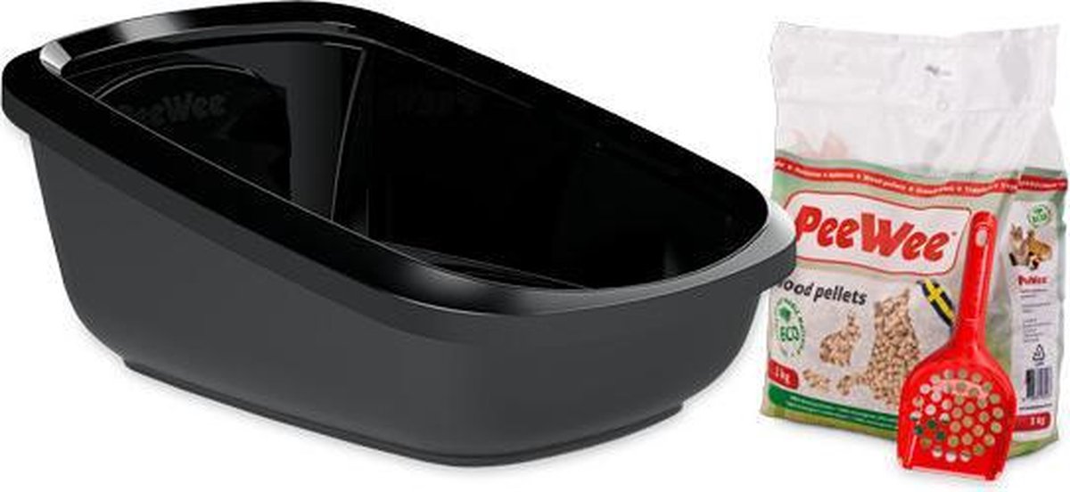 PeeWee EcoGranda XXL Kattenbak Startpakket Zwart/Antraciet - 66