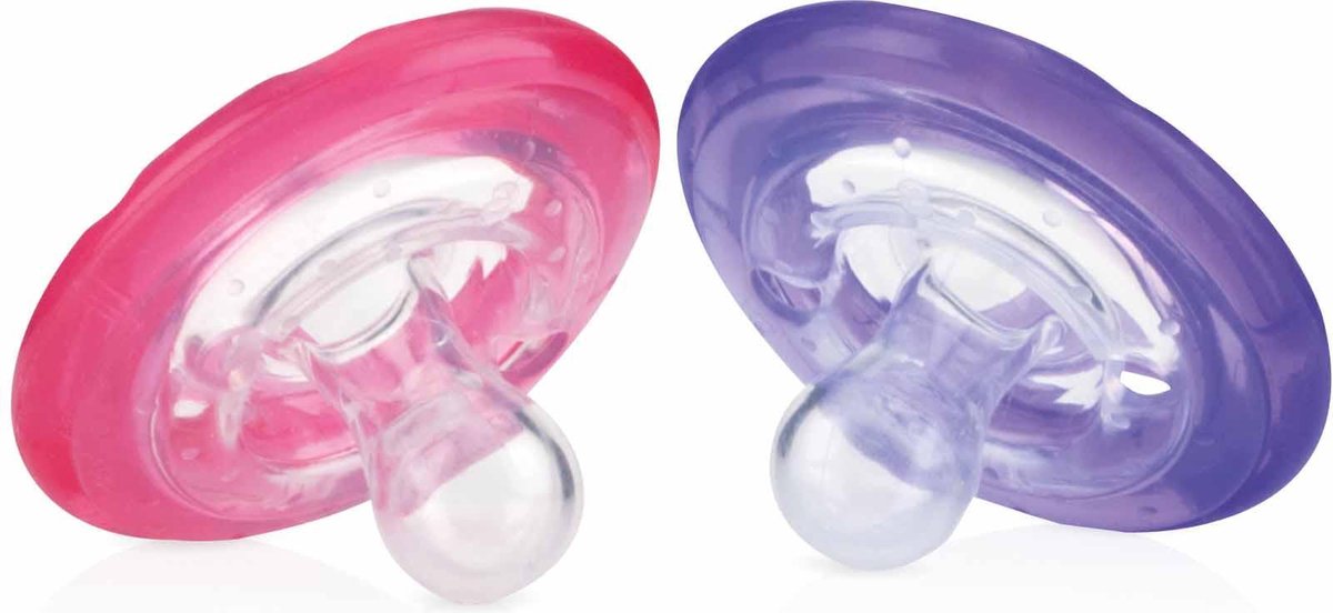 Nûby - 2 Natural Flex™ Cherry Fopspenen - Paars & Roze - 6-36m