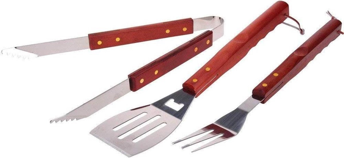 Vaggan Grillbestek Staal/hout 3-delig