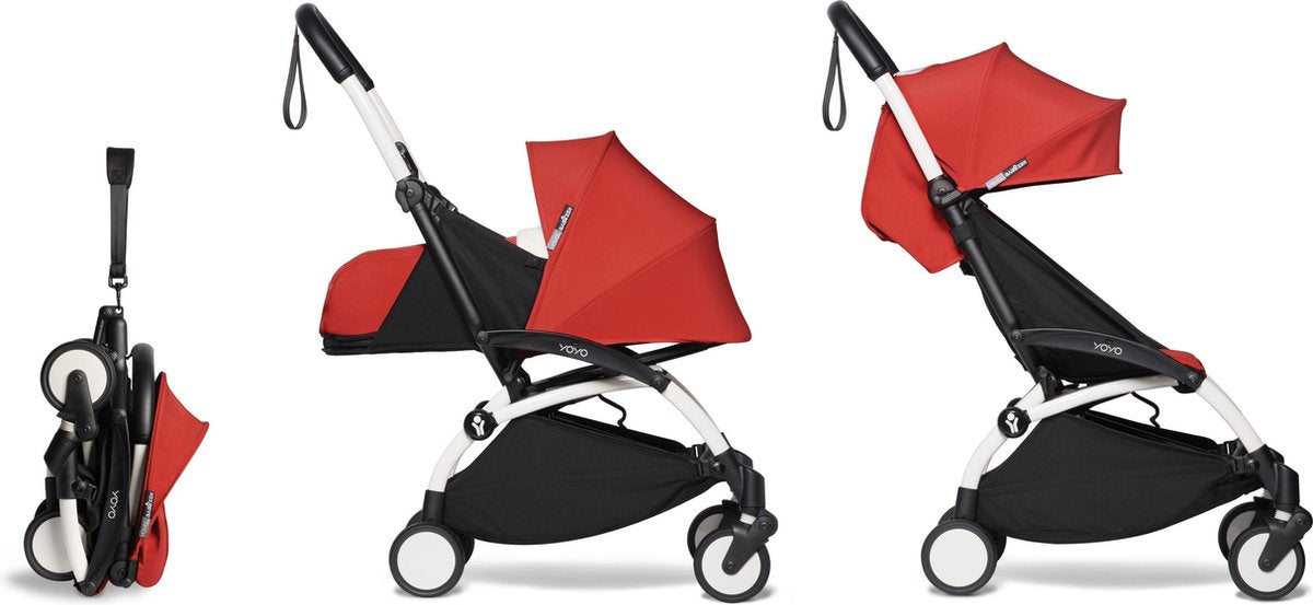 Babyzen YOYO² buggy COMPLEET / FULL SET 0+ en 6+ rood frame wit