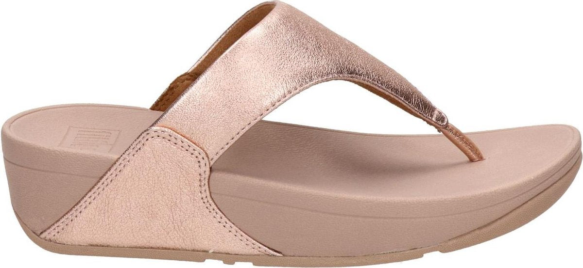 FitFlop  Vrouwen Leren  Slippers / Damesschoenen Lulu toe leather - Rose Goud - Maat 38