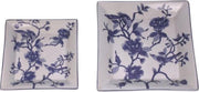 Schaal plat Bloemen/vogels bl/wit VK S/2 22x3