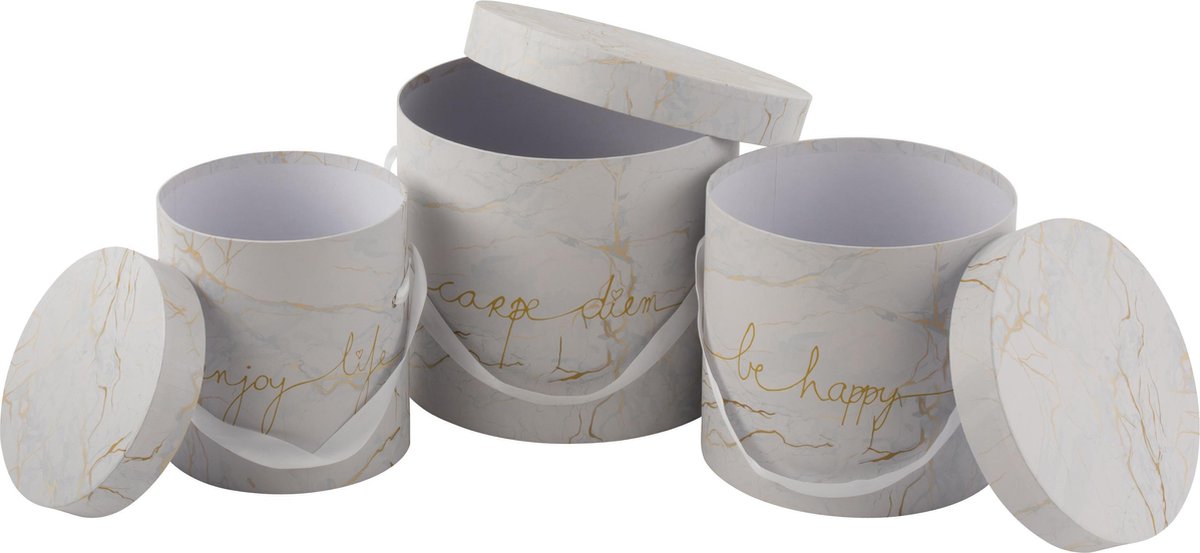 J-Line Set Van 3 Dozen Marmer Hoog Enjoy Wit/Goud