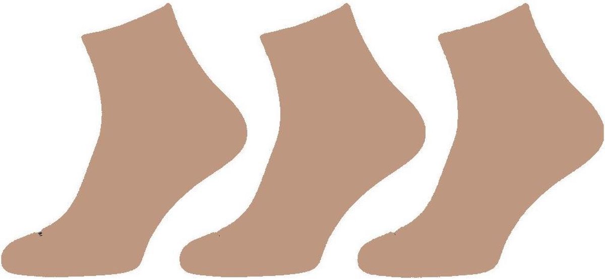 Apollo Sport Basic Modal Enkelsokken 3-Pack Zand Kleur - Maat 39-42