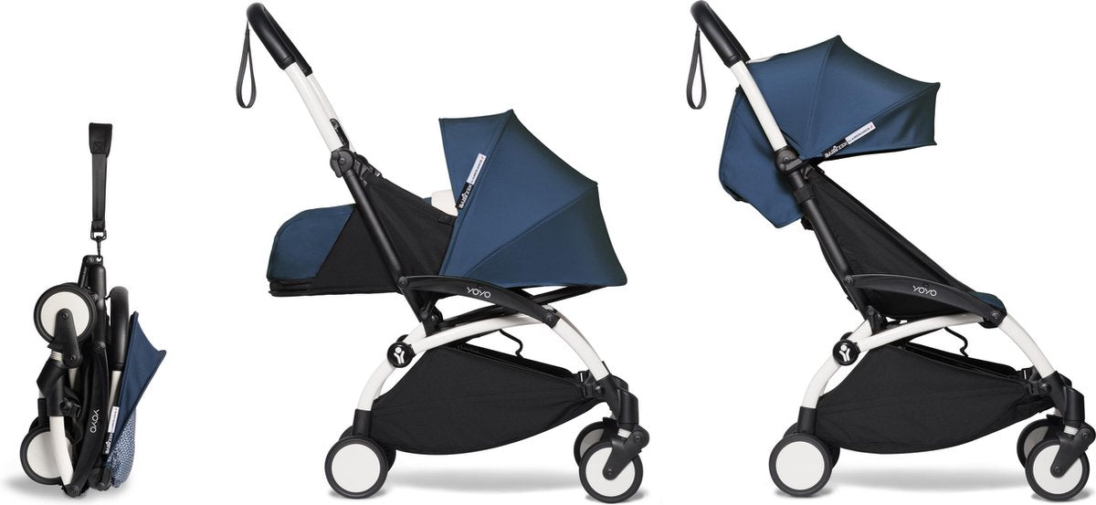 Babyzen YOYO² buggy COMPLEET / FULL SET 0+ en 6+ navy AirFrance frame wit
