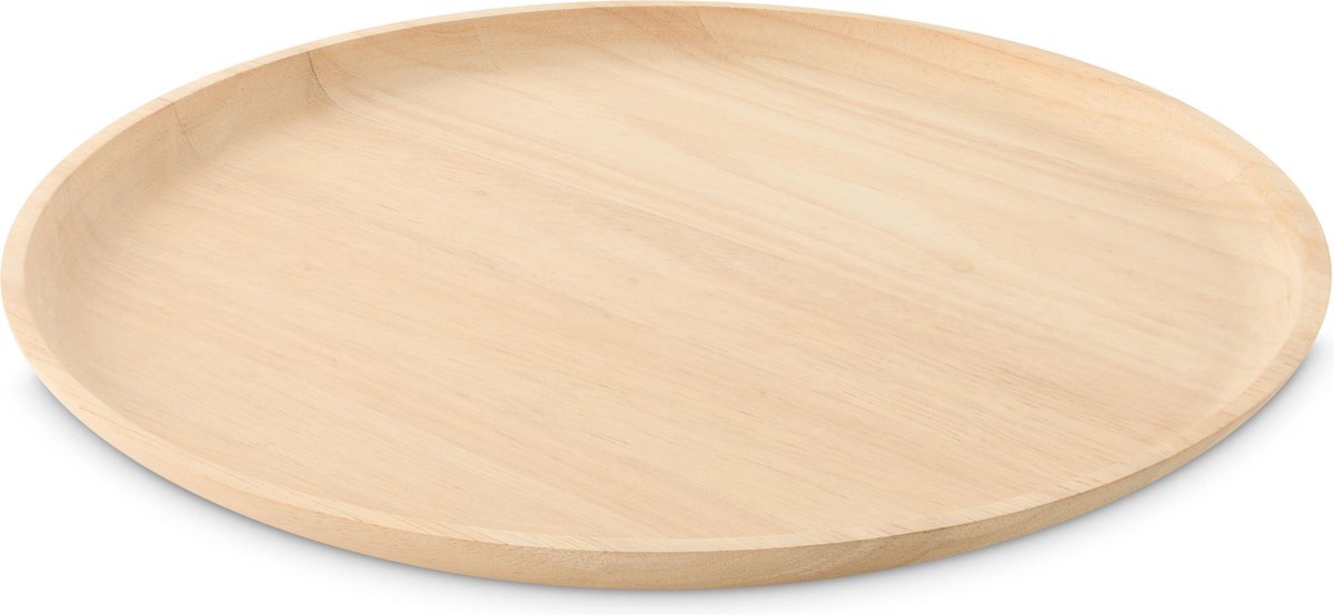 VTwonen - Houten Dienblad - Rubberhout - Naturel - Ø 40 cm