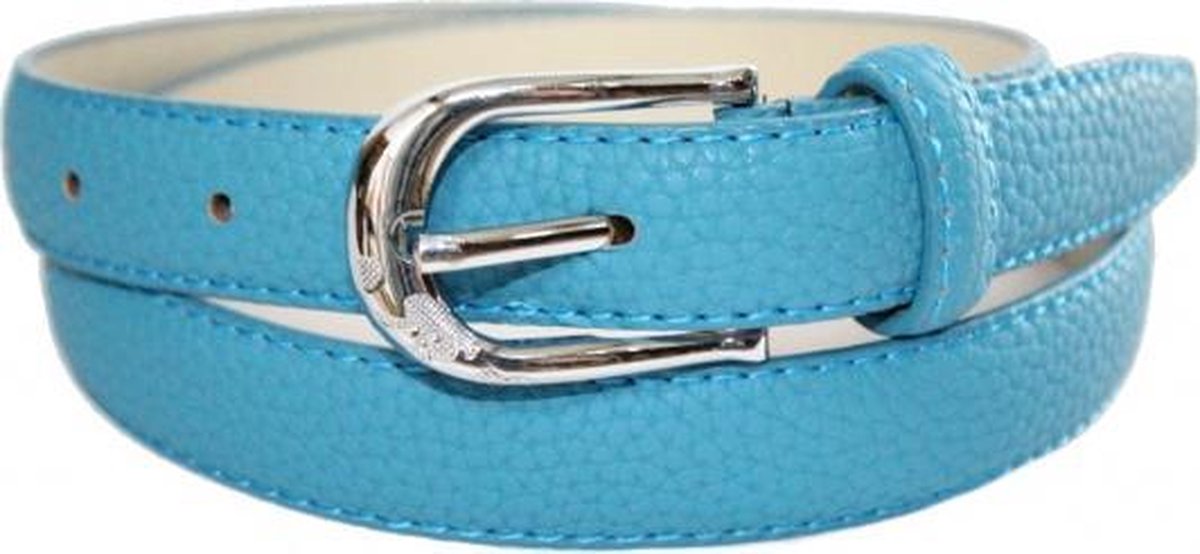 Blauwe lederlook riem 105 cm
