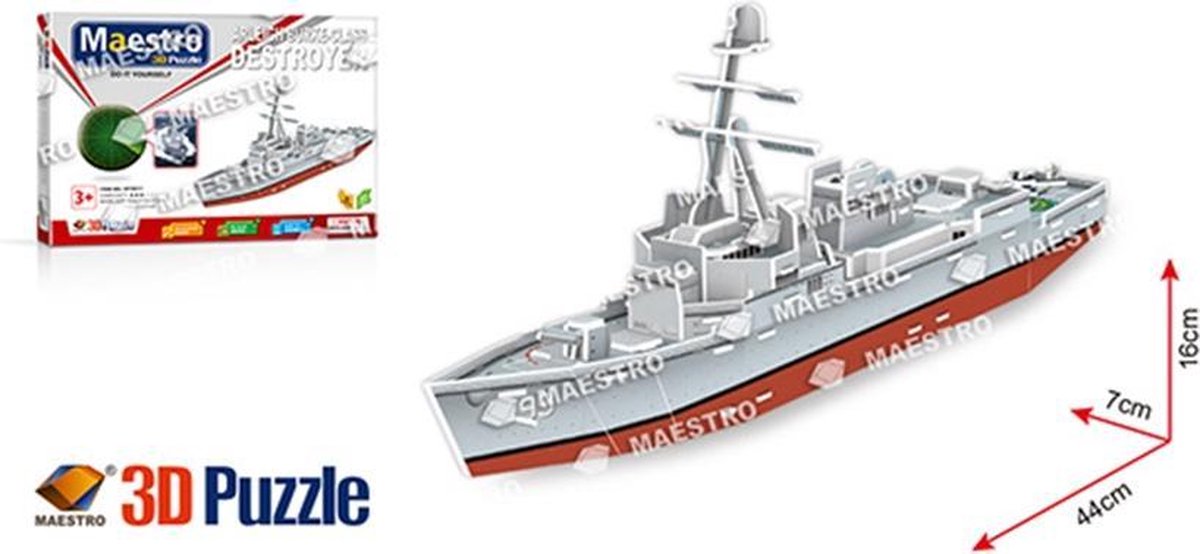 Maestro 3D puzzle Arleigh Burkeklasse Destroyer torpedoboot