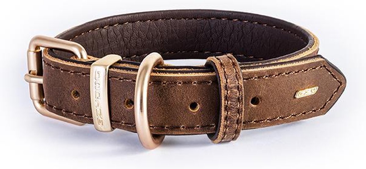 EzyDog Oxford - Leren hondenhalsband - 20/25cm - XS - Bruin