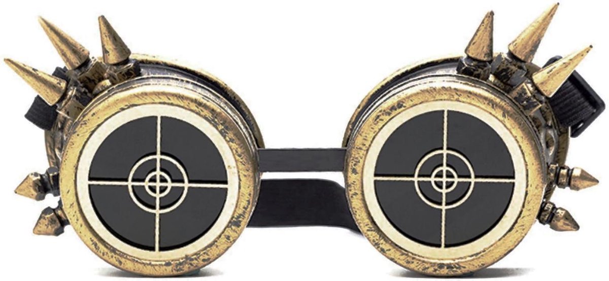Steampunk goggles zonnebril - brons radar spikes - bril goud rave