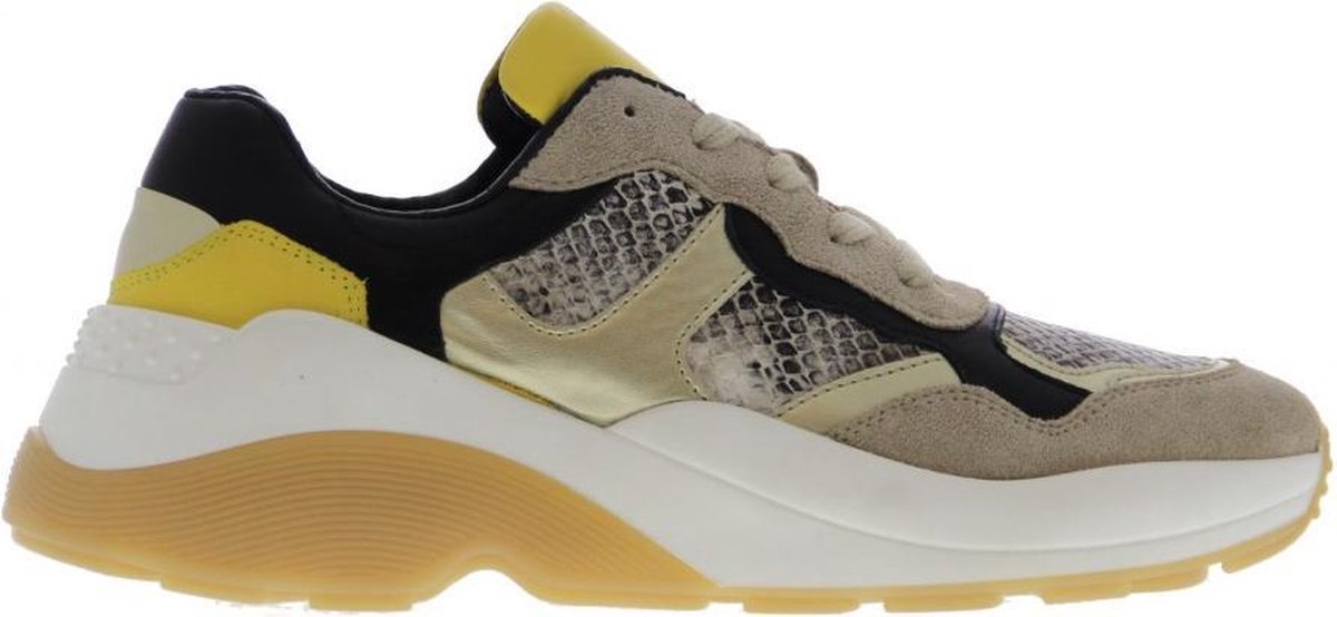 Tango | Sage 2-b  beige suede/black/gold sneaker straps- white/gum sole | Maat: 37