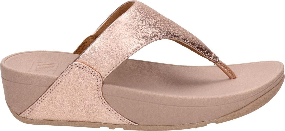 FitFlop  Vrouwen Leren  Slippers / Damesschoenen Lulu toe leather - Rose Goud - Maat 40