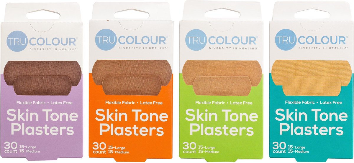 Tru-Colour Skine Tone Pleisters  combinatie verpakking - alle kleur varianten