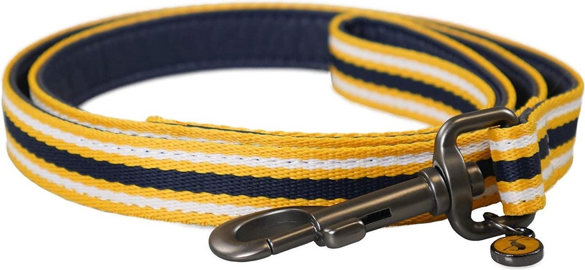 Joules hondenriem coastal navy / geel 100x2 cm