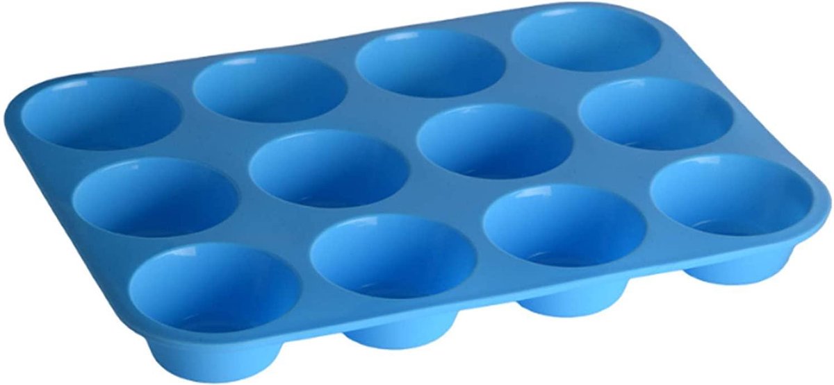 Doodadeals® | Siliconen Muffinvorm blauw | Siliconen Bakvorm voor 12 muffins | Muffin Bakvorm Siliconen | Siliconen Cupcake Vormpjes | Muffin Bakblik | Muffin Bakplaat | Muffinvorm 12 stuks | Blauw