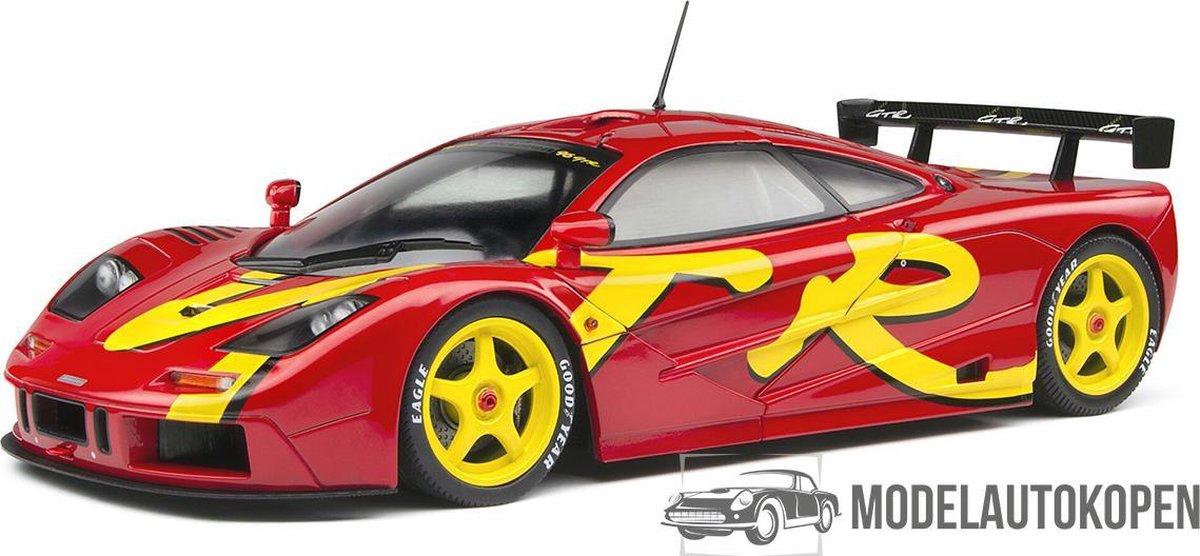 McLaren F1 GTR 1996 (Rood/Geel) (30 cm) 1/18 Solido - Modelauto - Schaalmodel - Model auto - Miniatuurautos - Miniatuur auto