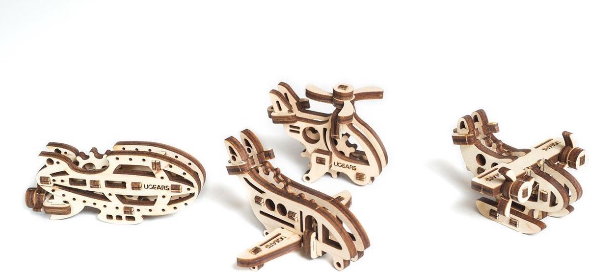 Ugears - Houten Modelbouw - U-Fidget Sleutelhangers - 4 vliegtuigen