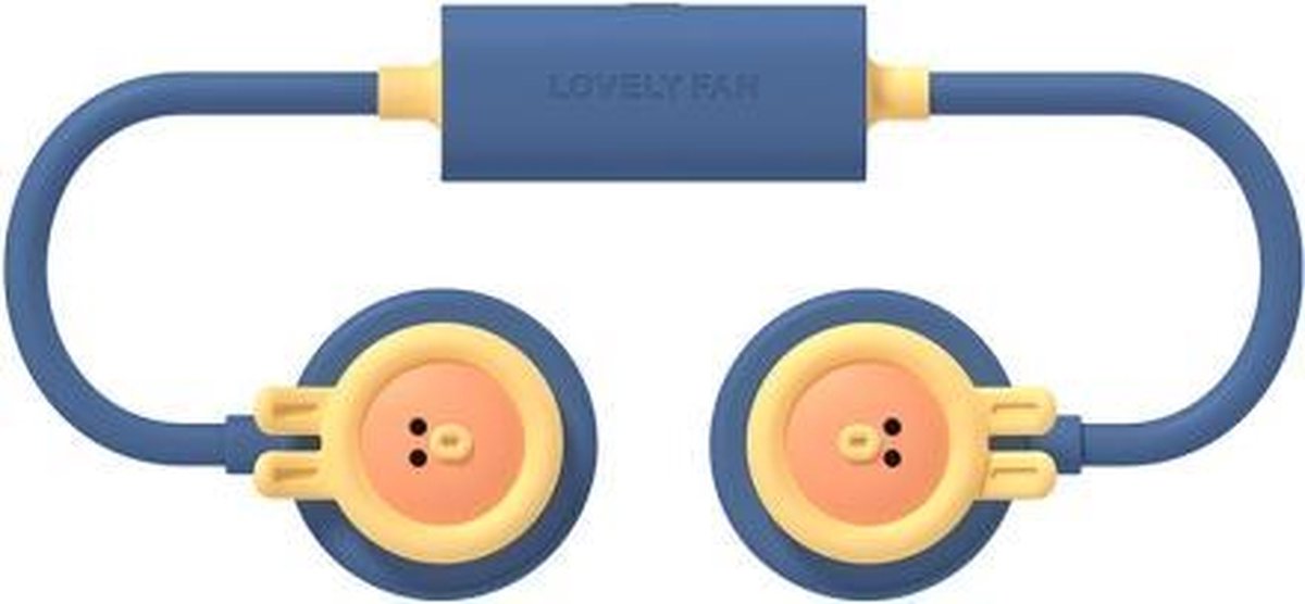 Cartoon ondraaglijk konijn hangende nekventilator USB mini buitensporten draagbare luie ventilator (blauw)