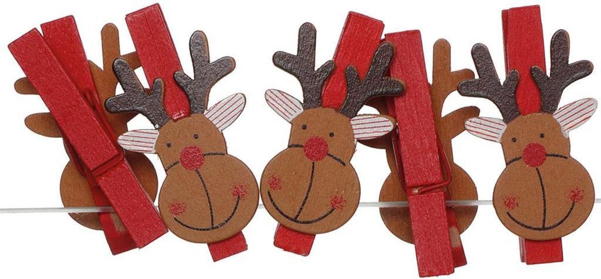 mini wasknijpertjes Rendier 6 stuks