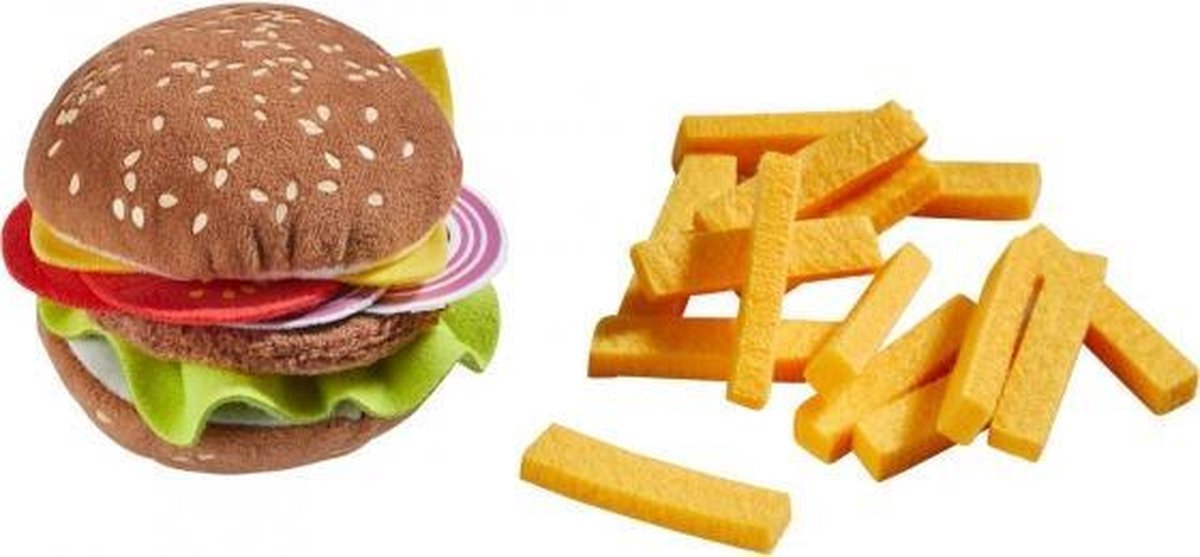 Haba Speelgoedeten Hamburger Met Frietjes 8 X 8 Cm Polyester