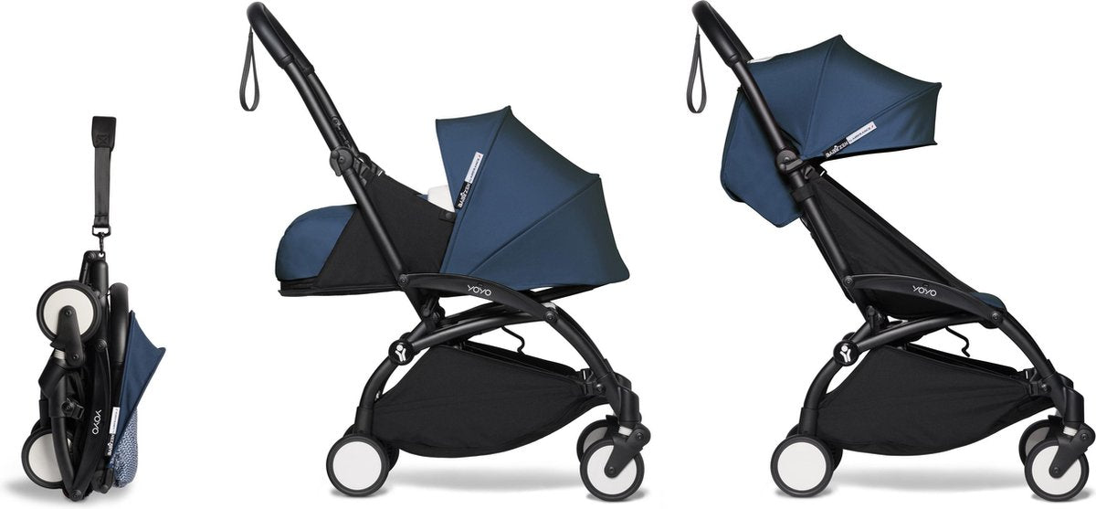 Babyzen YOYO² buggy COMPLEET / FULL SET 0+ en 6+ navy AirFrance frame zwart