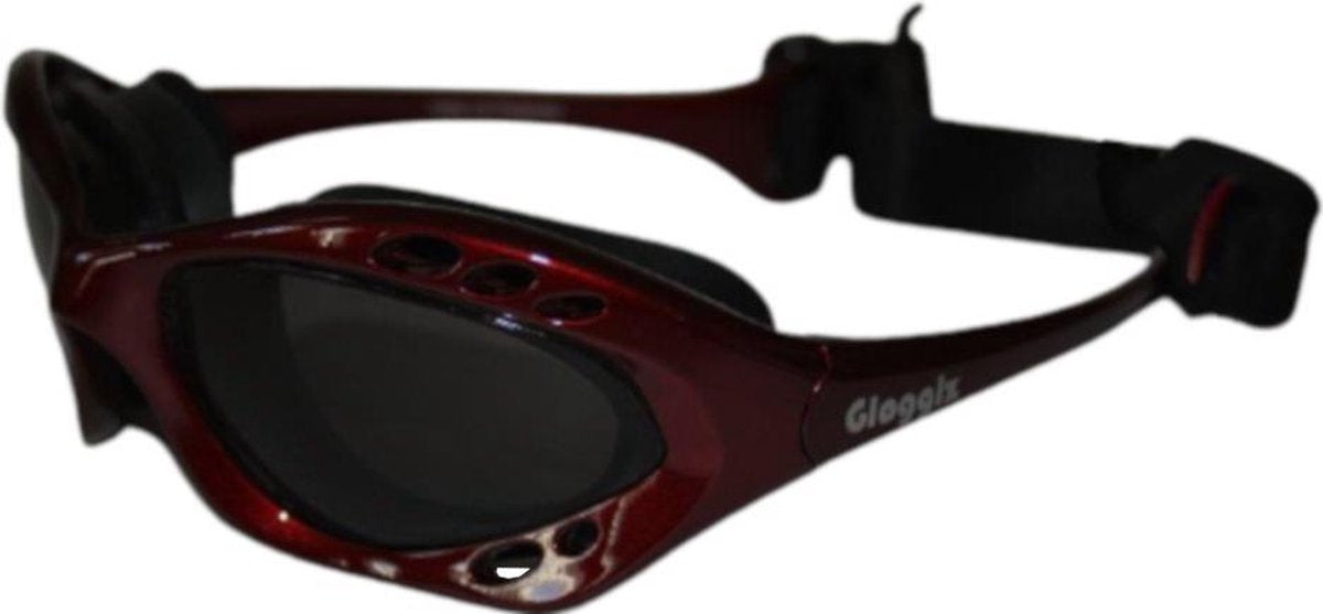 Glogglz® Cudaz - Geïntegreerde zwembril - Donker Rood/Zwart (verstelbaar)
