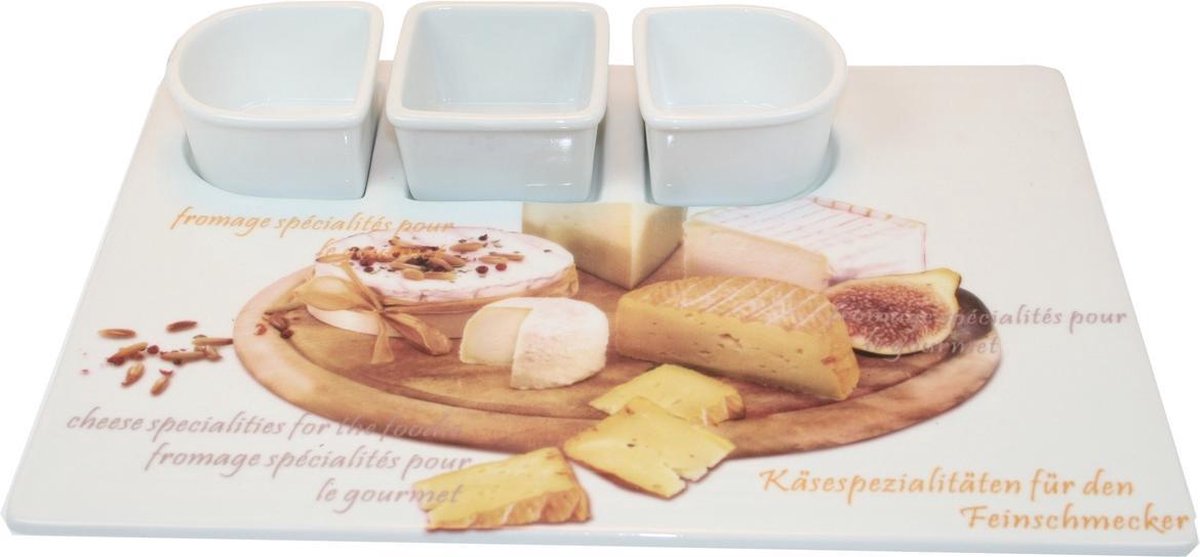 Hapjesschaal Cheese met 3 sausbakjes