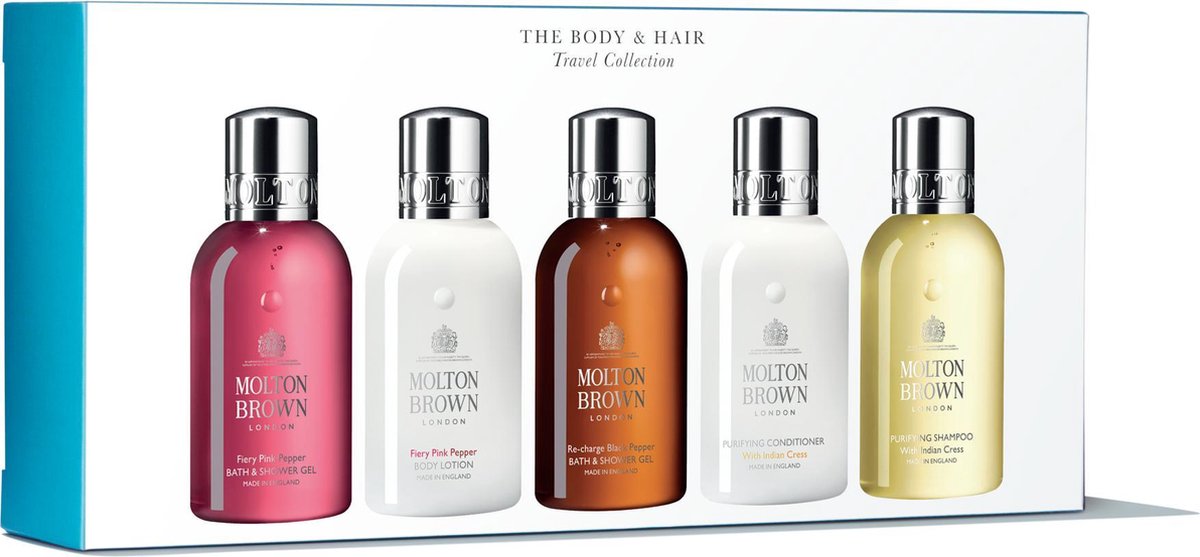 molton brown body & hair travel set 5 x  100ml