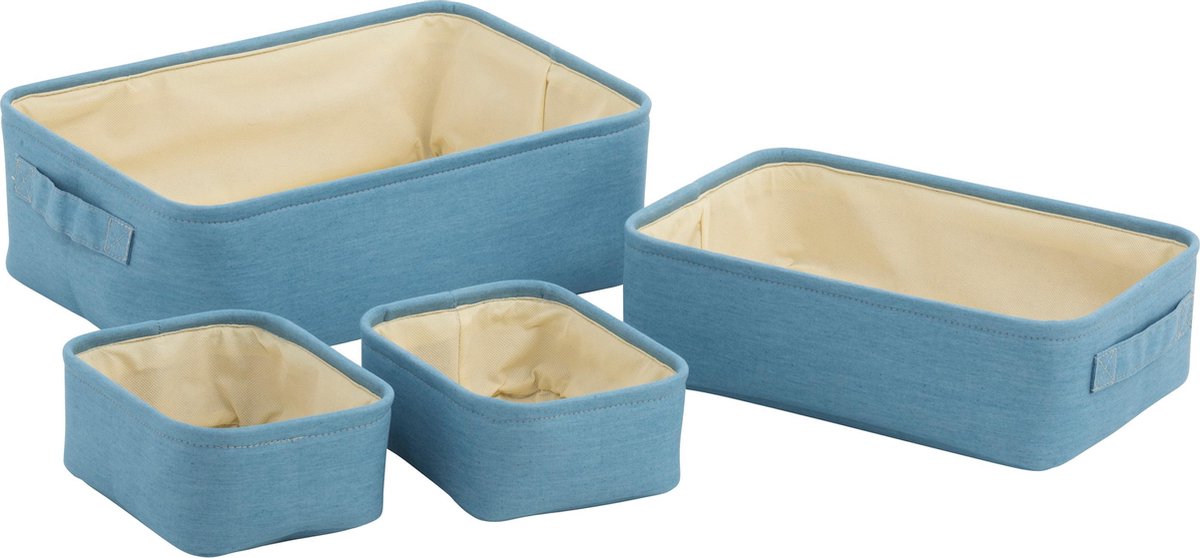 J-Line Set Van 4 Manden Rechthoekig Polyester/Katoen Jeans Blauw