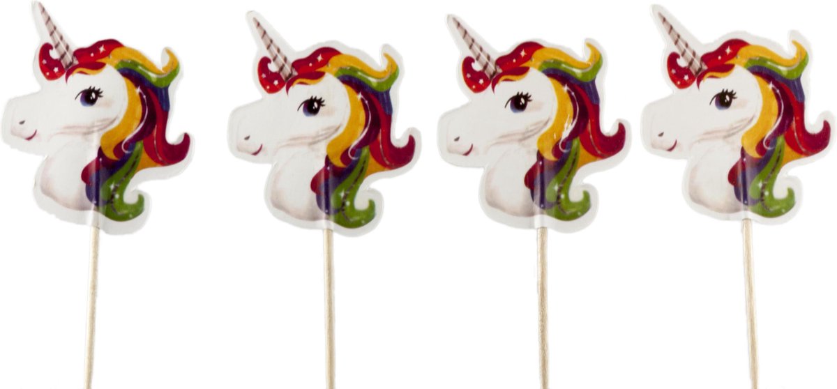 Eenhoorn | 24 stuks | cocktail prikker | cupcake decoratie | prikkers met versiering | taartversiering
