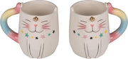Set van 6x stuks bekers/mokken eenhoorn kat/poes met regenboog print13 cm - Unicorn dieren bekers/mokken
