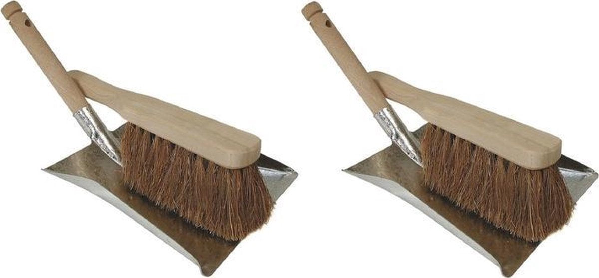 2x Stoffer en blik set verzinkt/hout/kokosharen voor buiten
