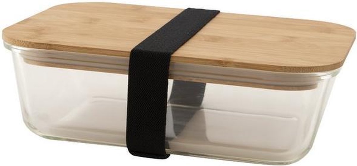 Point Virgule Lunchbox - glas met deksel bamboe - 1