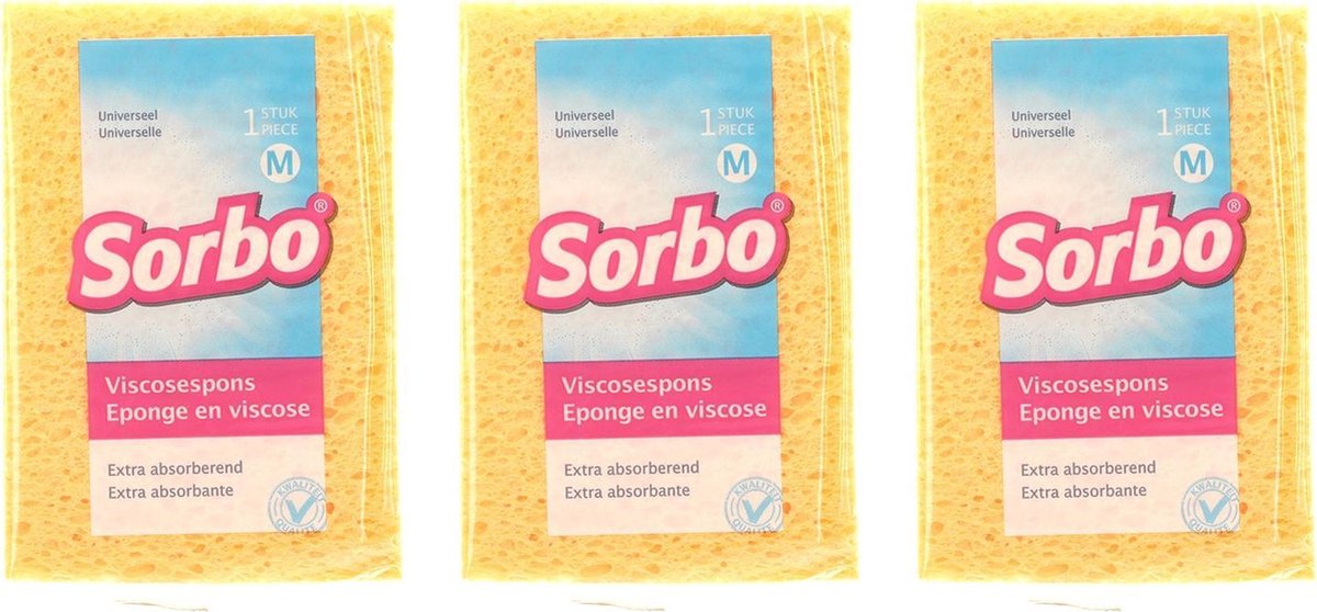 3x Viscose sponzen/schoonmaaksponzen 14 cm - Streeploos resultaat - Huishoudelijke producten - Huishouden - Schoonmaken/afwassen