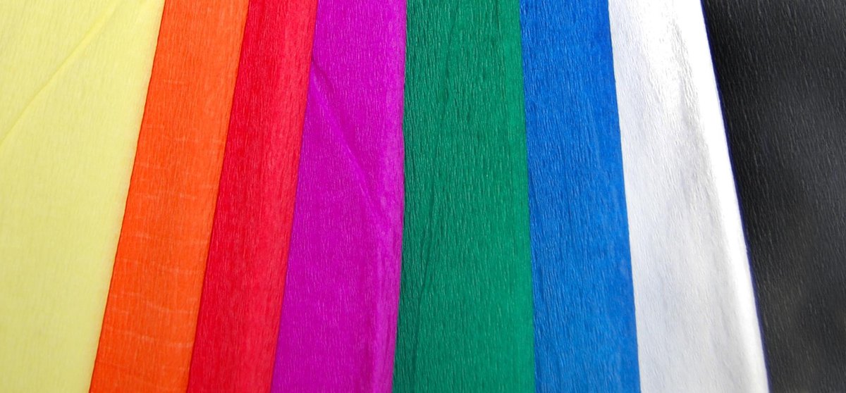 8 kleuren Crêpepapier / Intensieve kleuren / 200x45 cm / om te knutselen of voor home-deco.