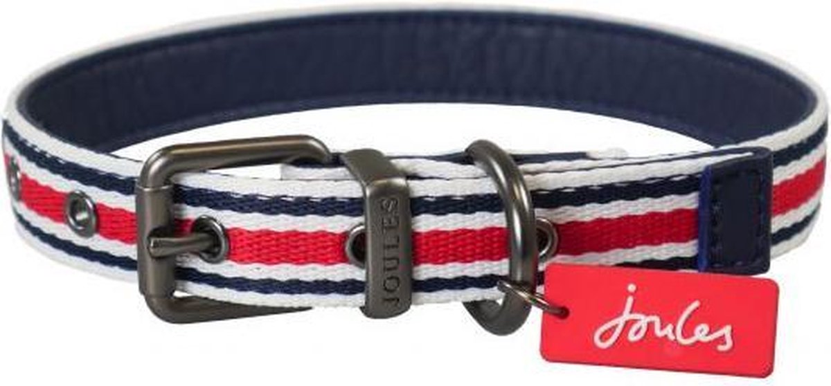 Joules halsband voor hond  coastal gestreept rood 25